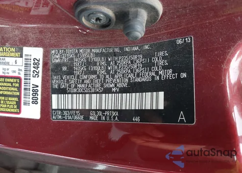 2013 Toyota Sienna Se 8 Passenger from USA, damaged, VIN 5TDXK3DC5DS381457